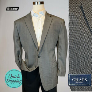 Chaps Ralph Lauren 44-46R Gray Rust Blue Birdseye Blazer Sport Coat Jacket